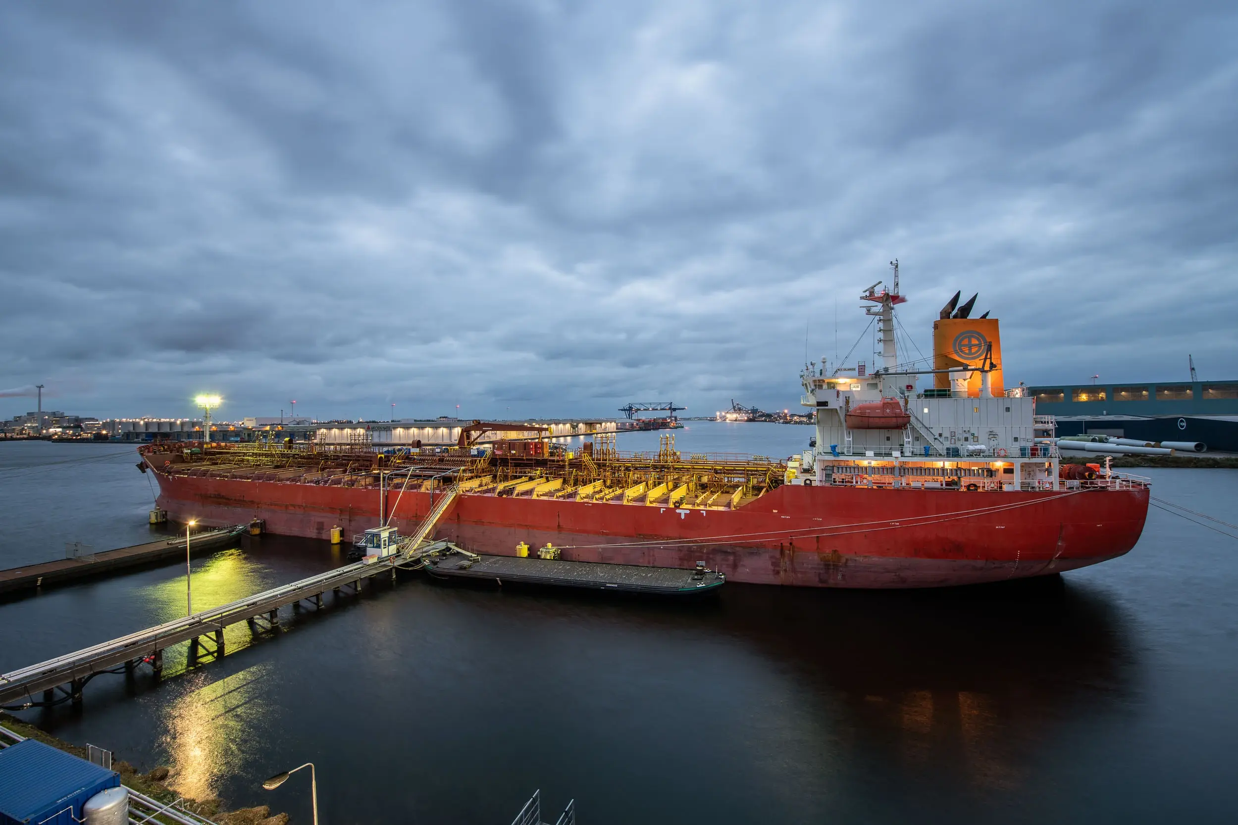 NWB storage tanks and jetty facilities at the Amsterdam ethanol terminal.