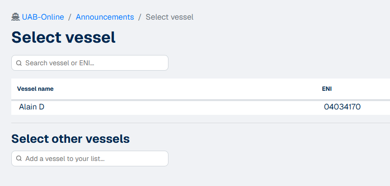 select the vessel